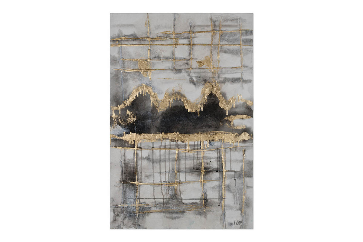 ACRYLBILD HANDGEMALT 60/90 cm - Schwarz/Grau, Holz/Textil (60/90cm) - KUNSTLOFT
