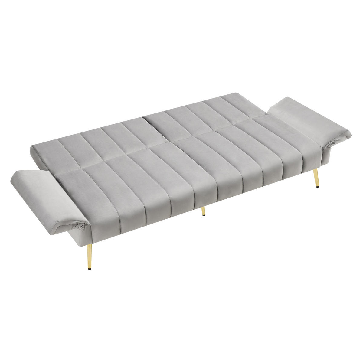 SCHLAFSOFA, Samt mit verstellbarer Rückenlehne & Armlehnen, 183/76/75 cm, Grau - Grau, Textil (76/75/183cm) - Redom