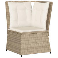 GARTEN-ECKSOFA mit Kissen Beige Poly Rattan - Beige, Kunststoff (67/95/67cm)