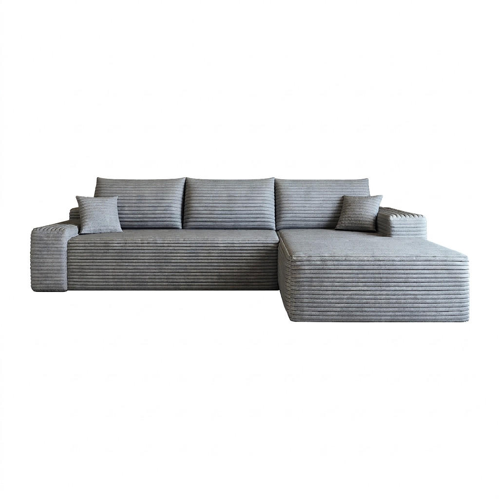 ECKSOFA 270/175/83 cm Grau Cord mit Chaiselongue, Rechte Seite - Grau, Textil (270/175cm) - Oxeza