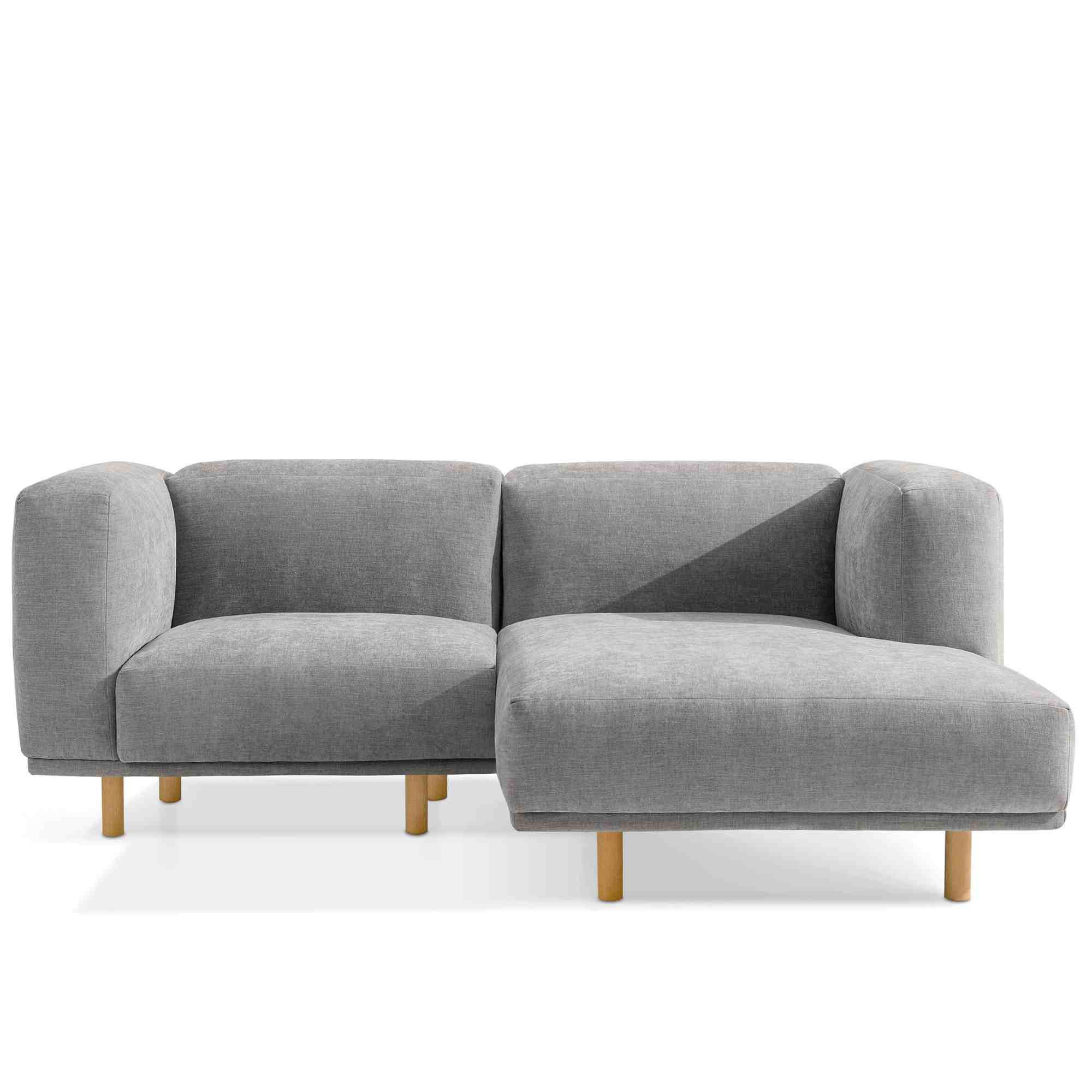 ECKSOFA-RECHTS FOSERO, Chenille-Stoff - Buchefarben/Hellgrau, Holz/Holzwerkstoff (204/155cm) - KONSIMO®