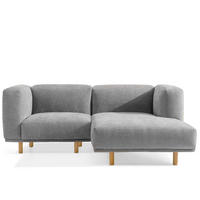 ECKSOFA-RECHTS FOSERO, Chenille-Stoff - Buchefarben/Hellgrau, Holz/Holzwerkstoff (204/155cm) - KONSIMO®