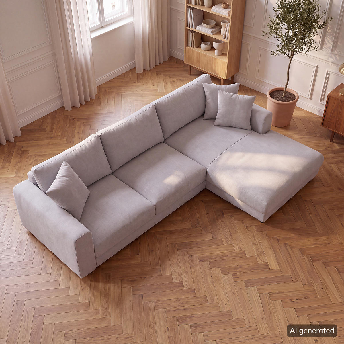 ECKSOFA mit Longchair - Schwarz/Grau, Holz/Kunststoff (286/183cm) - home24