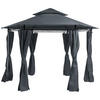 PAVILLON Stahl graphitgrau ⌀ 350 cm Portel - Schwarz/Grau, Metall (350/270/350cm) - Beliani