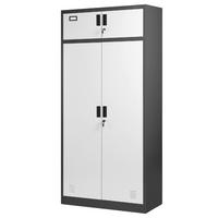 MEHRZWECKSCHRANK Metall mit Erweiterung BORYS 185x90x50cm Anthrazit-Weiß - Weiß, Metall (90/185/50cm) - Jan Nowak