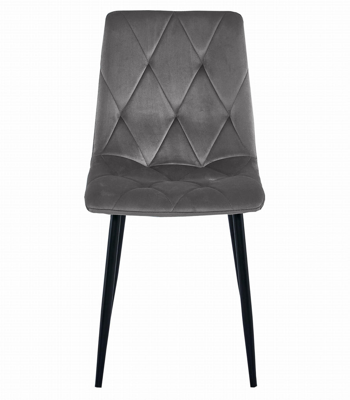 ESSTISCH-SET Esstisch Schwarz 120x80 cm NP Tischplatte PVC Beklebt + 4 Stühle Grau LIBRA Velours - Grau, Kunststoff (80/120/58cm)