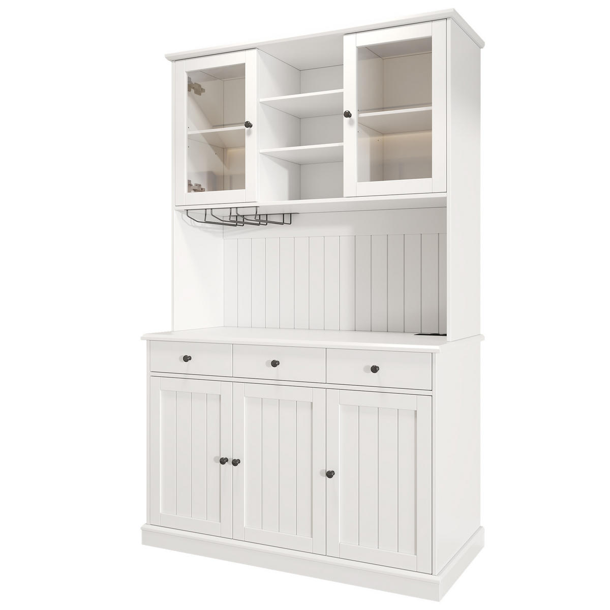 BUFFETSCHRANK Weiß 120/40/191 cm - Weiß, Holz (120/191/40cm) - PANGIVO