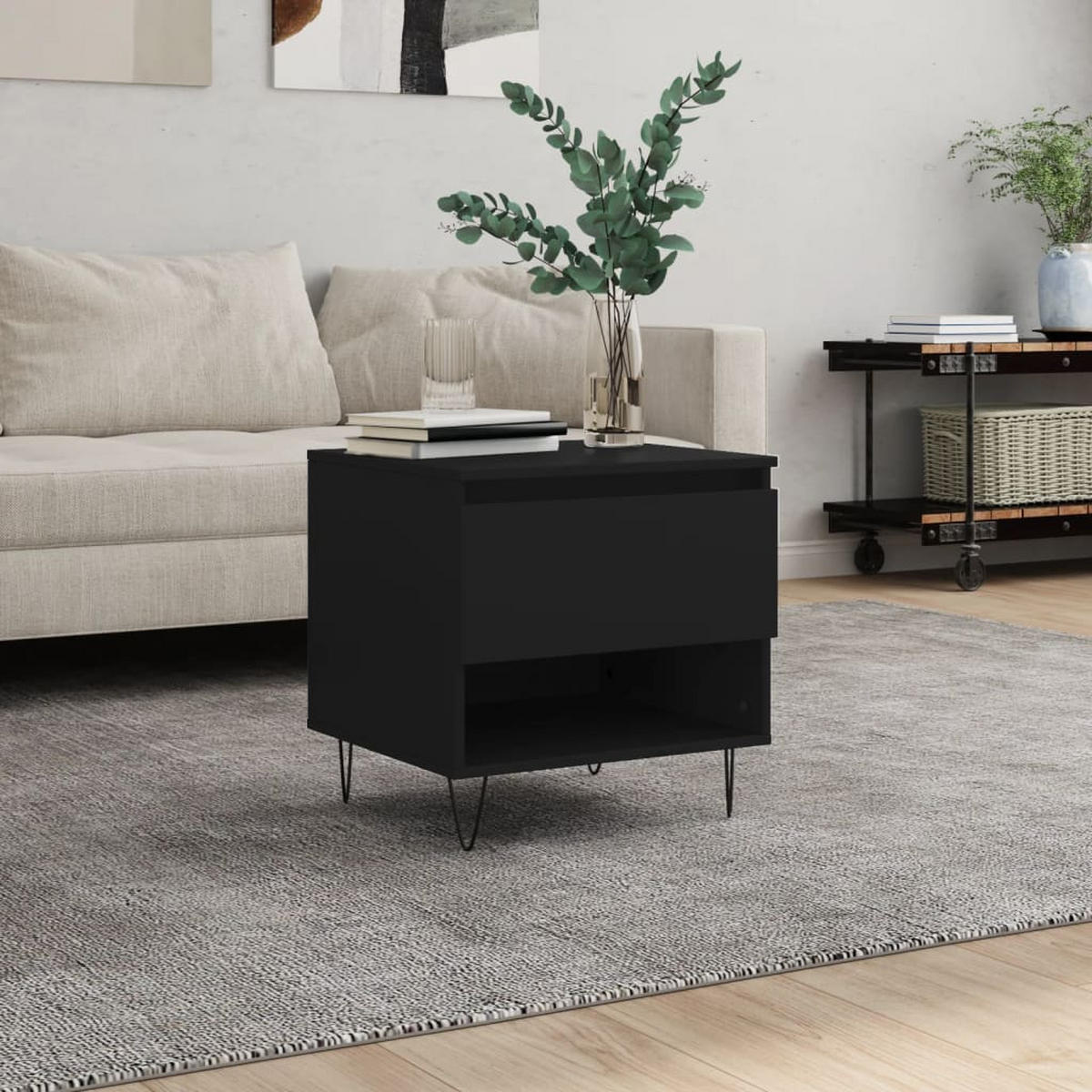 COUCHTISCH Schwarz 50x46x50 cm Holzwerkstoff - Schwarz, Holzwerkstoff (50/46/50cm) - furnicato