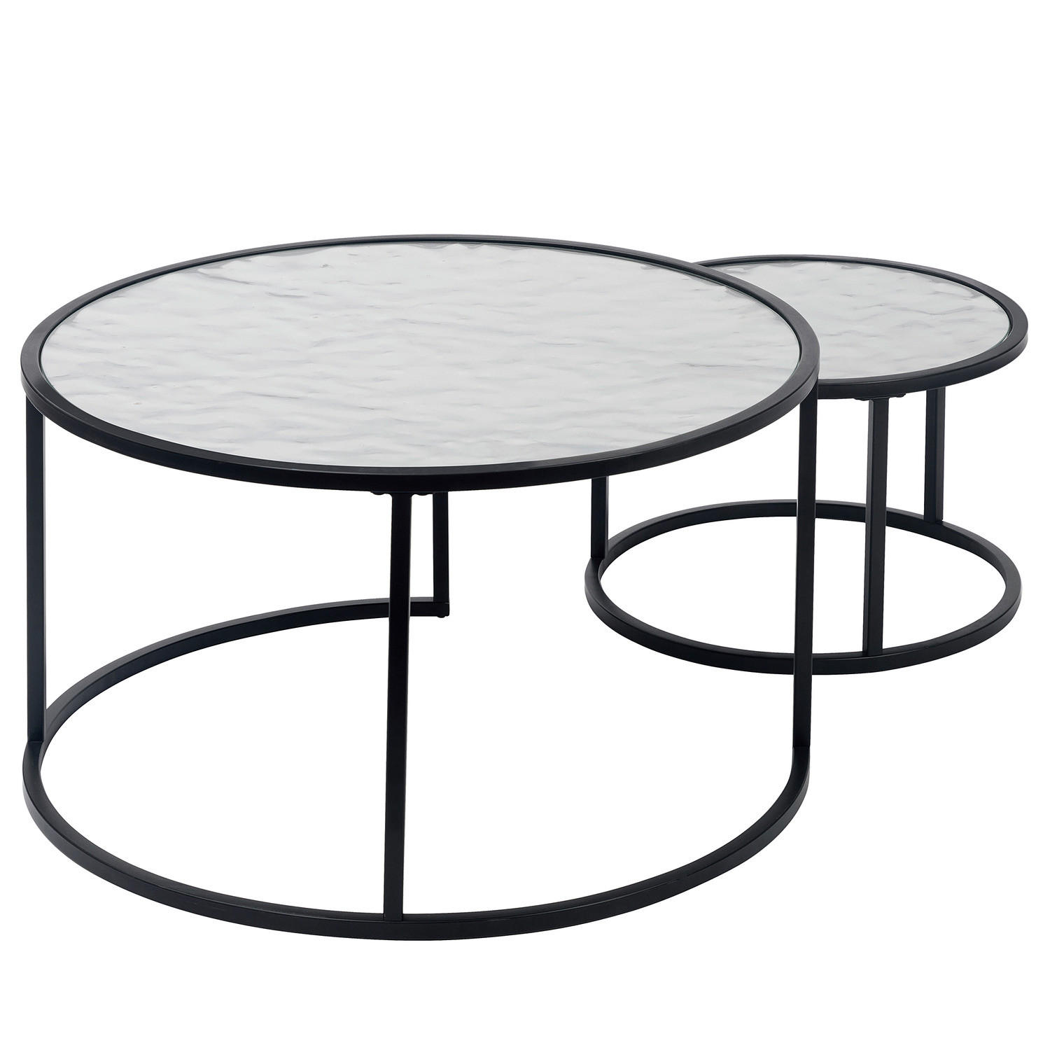 COUCHTISCH - 2-teilig - Silber / Schwarz - Metall - Silberfarben/Schwarz, Metall (80/80/45cm) - home24