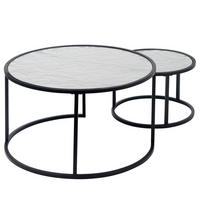 COUCHTISCH - 2-teilig - Silber / Schwarz - Metall - Silberfarben/Schwarz, Metall (80/80/45cm) - home24