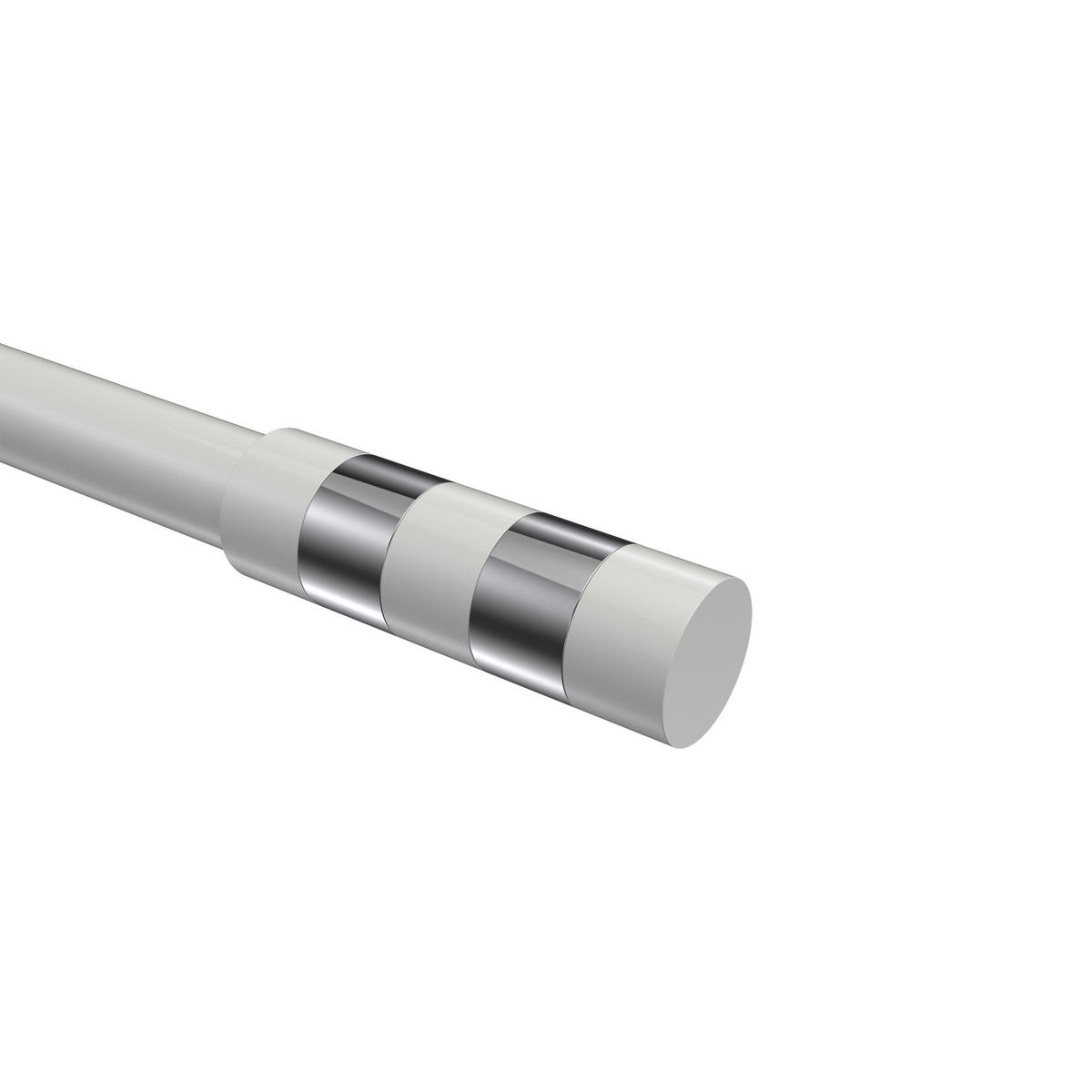 ENDSTÜCKE FÜR GARDINENSTANGEN 20 mm Ø, Mavell Weiß/Chrom, Packung 2 Stück - Chromfarben/Weiß, Metall (8.2/2.6/2.6cm) - INTERDECO