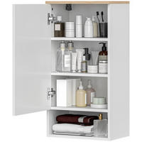 HÄNGESCHRANK Wandschrank Badezimmerschrank mit Türen, verstellbaren Ablagen - Weiß, Holz (27/77/40cm) - HOMCOM