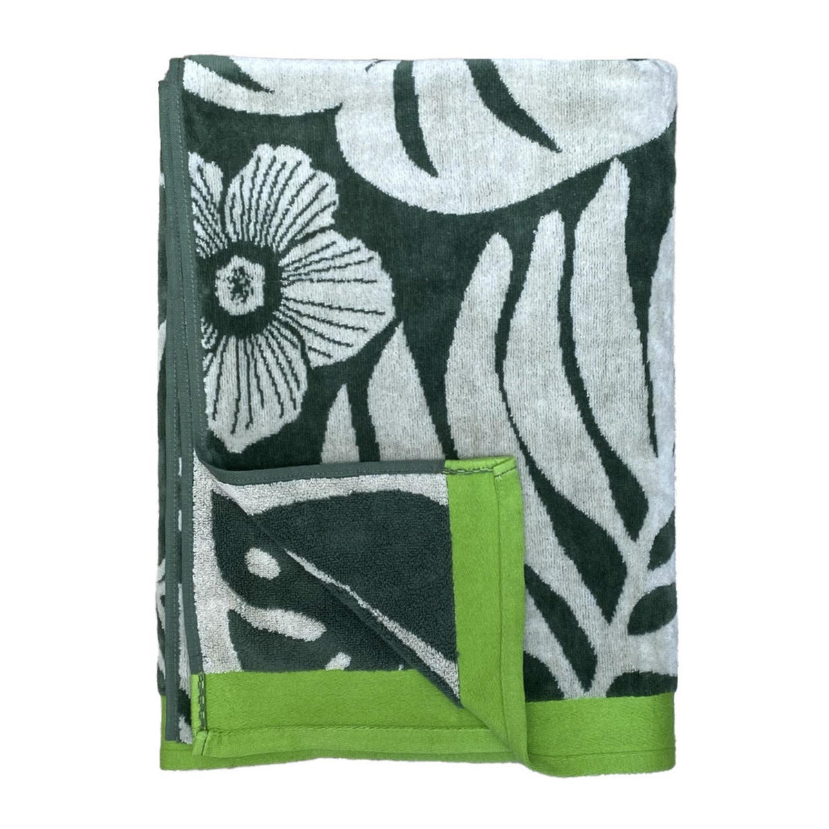 STRANDTUCH Velours-Jacquard Musia 100x175 470 g/m2 grün - Grün, Textil (100/175cm) - LE COMPTOIR DE LA PLAGE