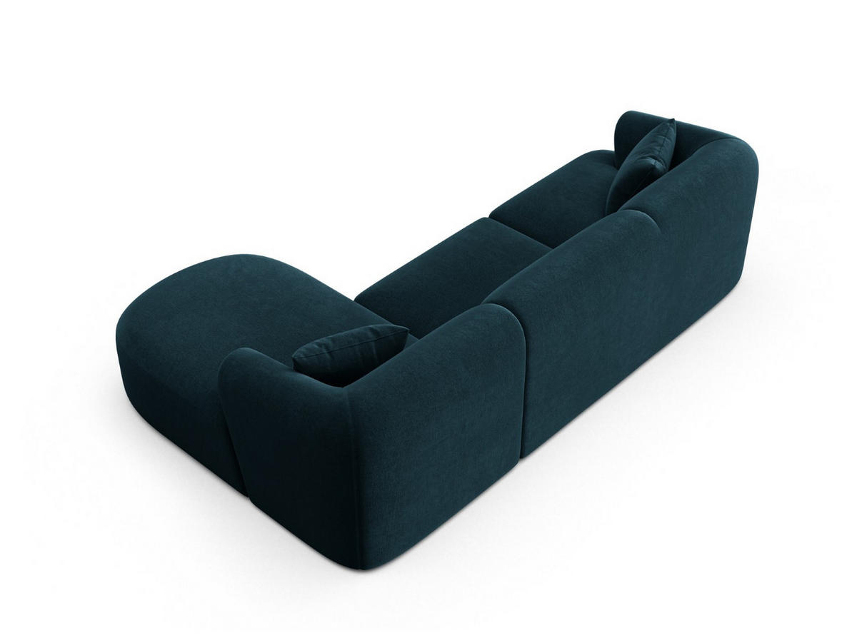 MODULARES-ECKSOFA rechts Campi aus Samt petrol 4 Sitzplätze - Petrol, Textil (156/256cm) - Cosmopolitan Design