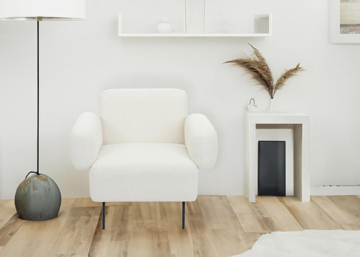 LOUNGE-SESSEL L83B Cremeweiß - Weiß, Textil (88/78/76cm) - MCW