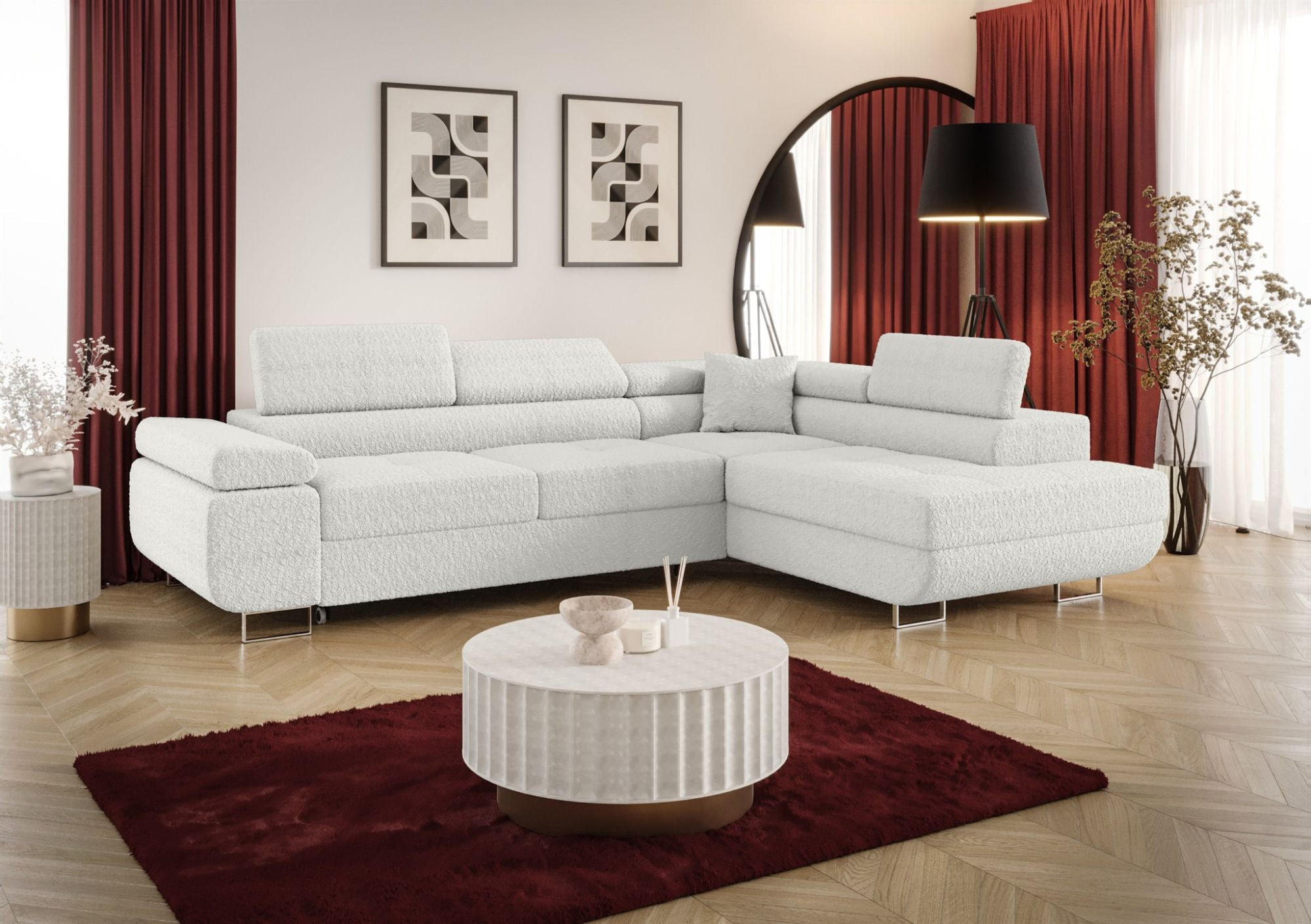 ECKSOFA Monaro Mit Schlaffunktion - Weiß, Holzwerkstoff/Textil (275/202cm) - Fun Möbel