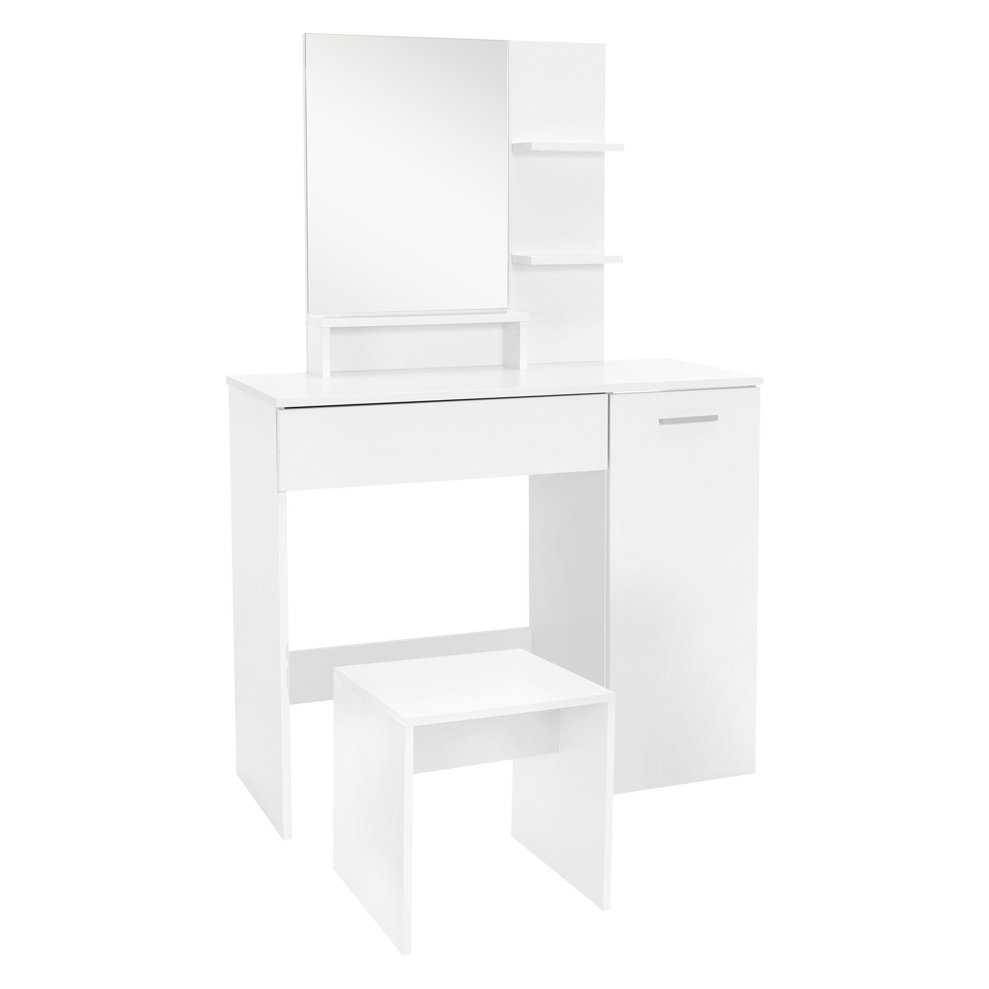 SCHMINKTISCH mit HOCKER - Weiß, Holzwerkstoff (38/138/90cm) - ML-DESIGN
