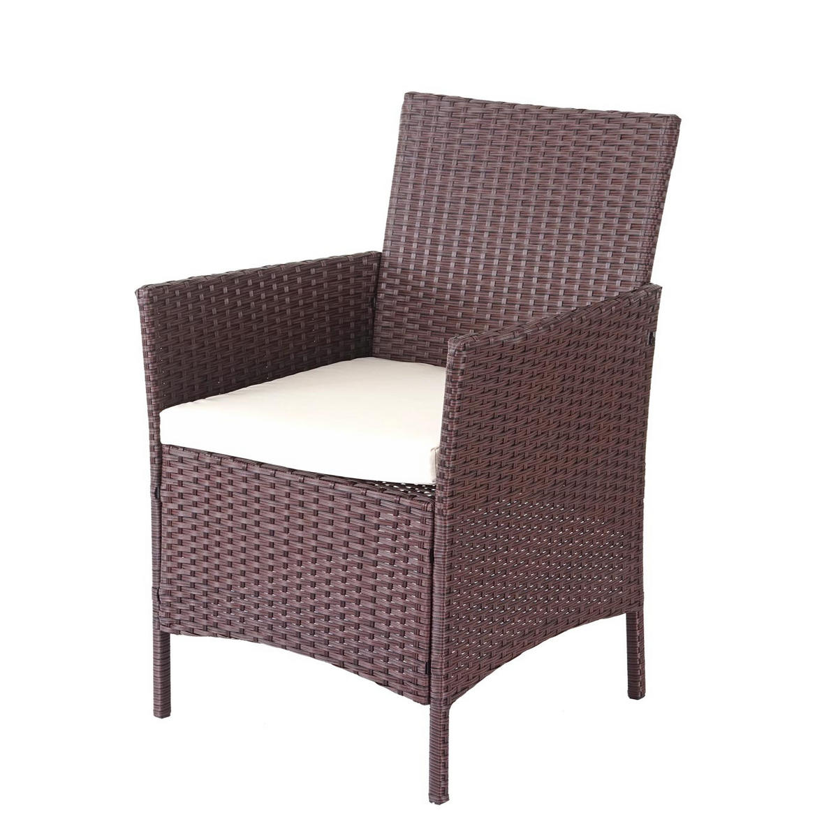 POLY-RATTAN GARNITUR Braun, Cremeweiß - Braun/Weiß, Kunststoff - MCW