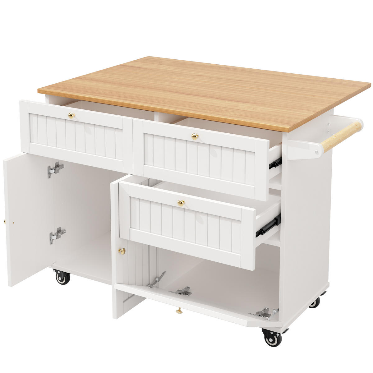 KÜCHENINSEL Weiß 133/70/88 cm - Weiß, Holzwerkstoff/Metall (70/88/133cm) - Urban Meuble