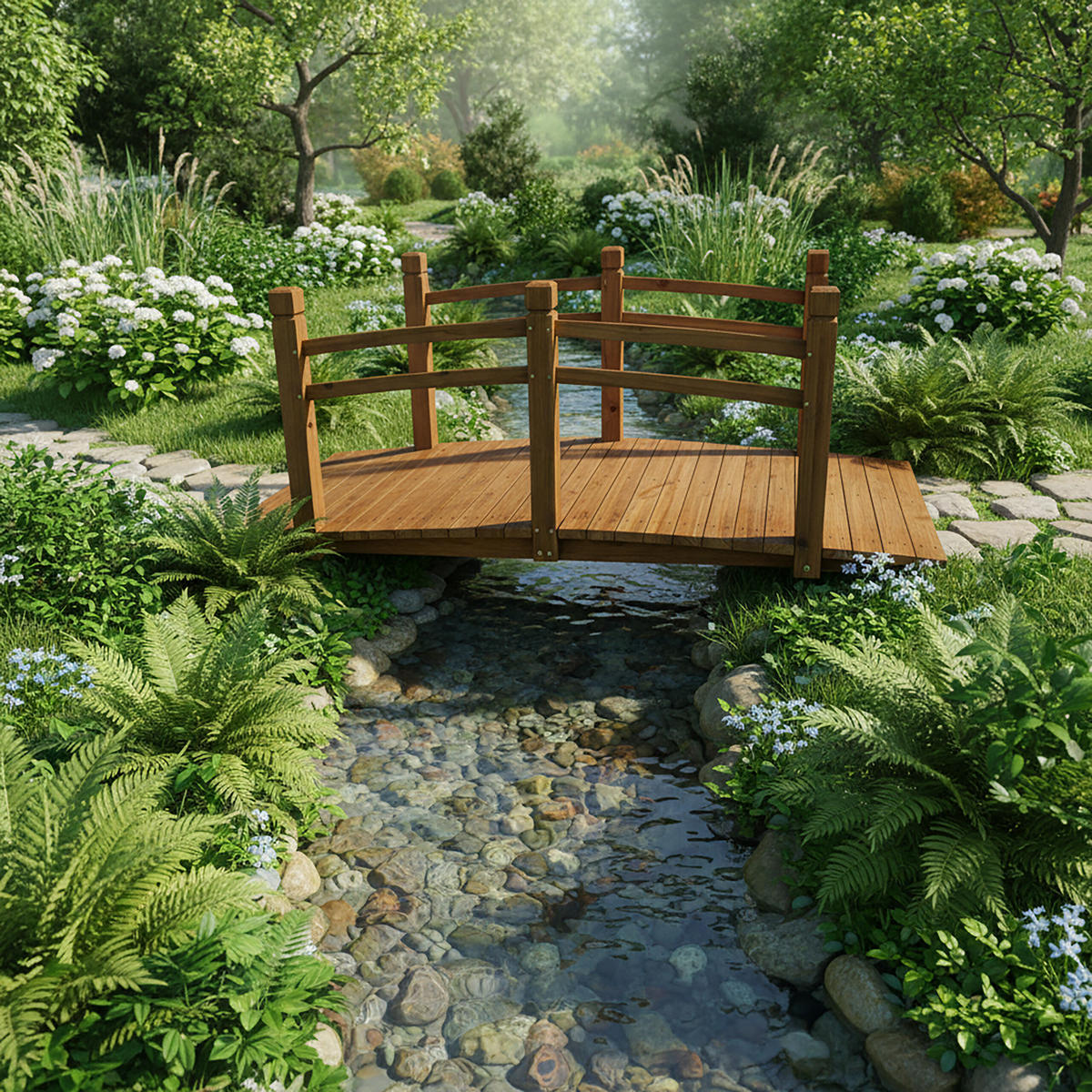 GARTEN-BRÜCKE - Hellbraun, Holz (67/150/55cm) - Relaxdays