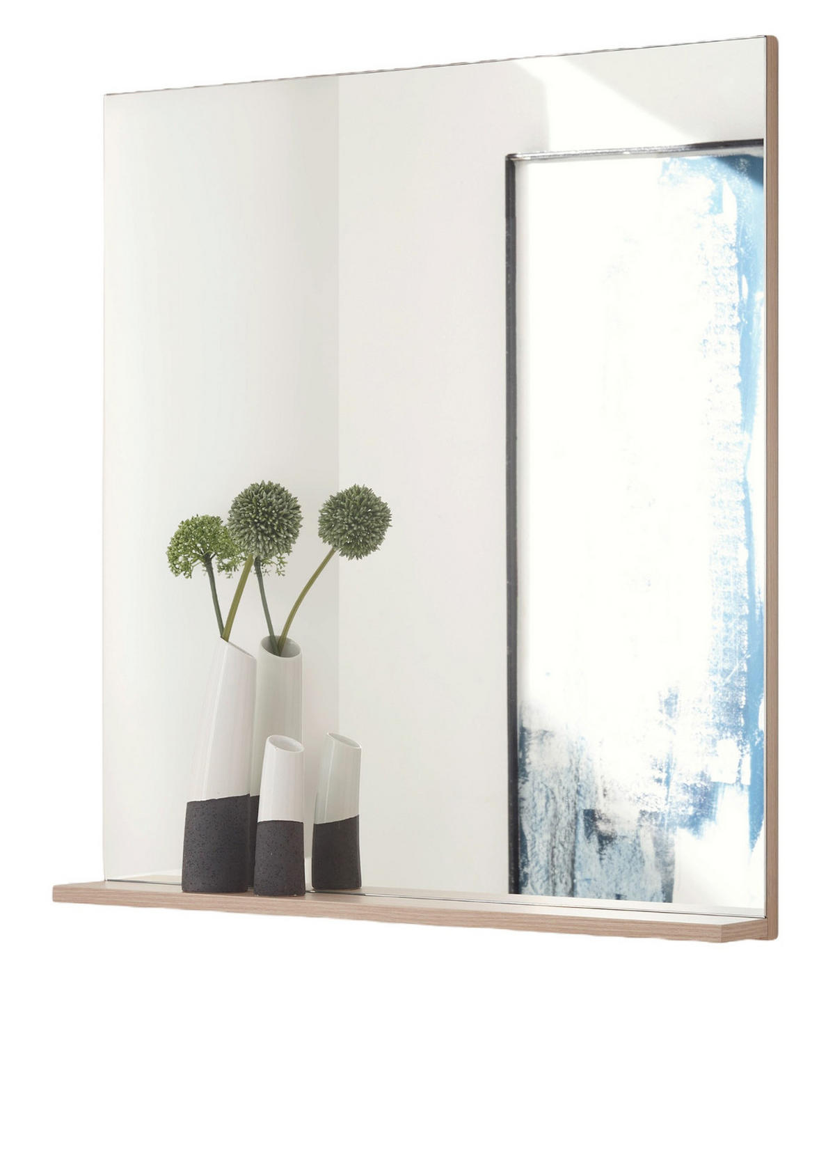 WANDSPIGEL Eiche mit Ablage Garderobenspiegel 75 x 80 cm - Eichefarben, Glas/Holzwerkstoff (75/80/10cm) - Furn.Design