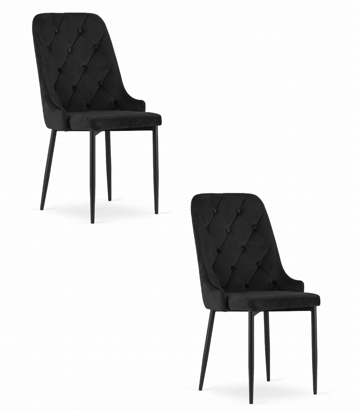 ESSZIMMERSTUHL 2er Set Schwarzer Velours, gepolsterte Rückenlehne, bequeme Sitzfläche - Schwarz, Textil (43/94/43cm) - Best For Home