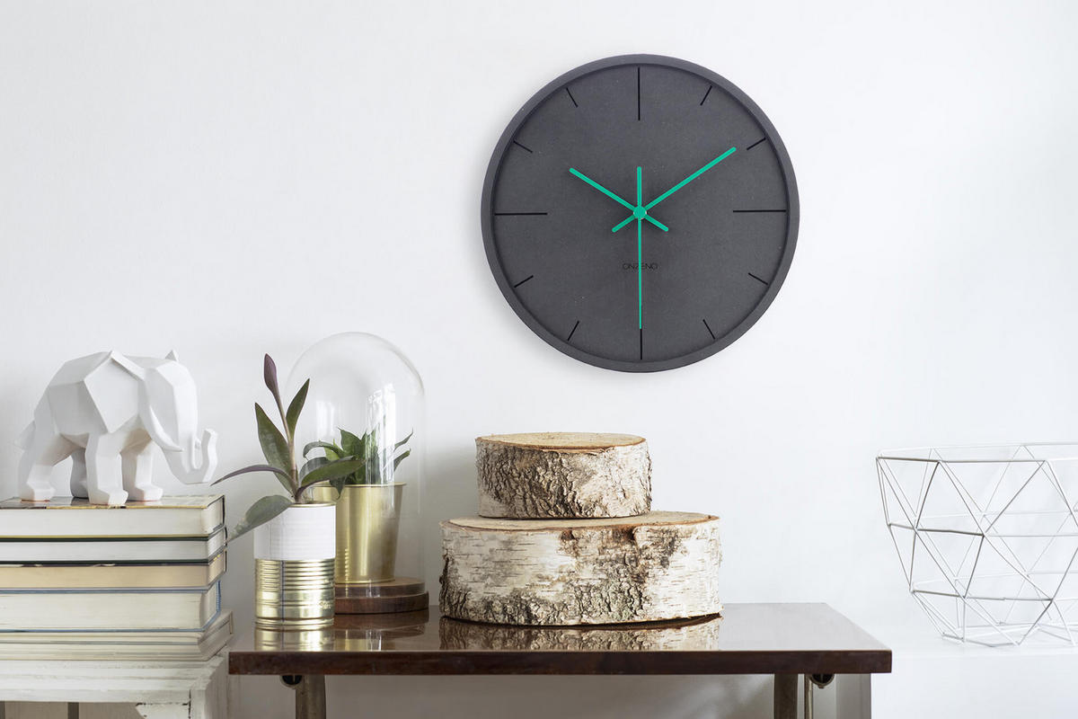 WANDUHR Design Grau 30/30 cm - Schwarz, Holzwerkstoff (0.46/29.5/1cm) - ONZENO