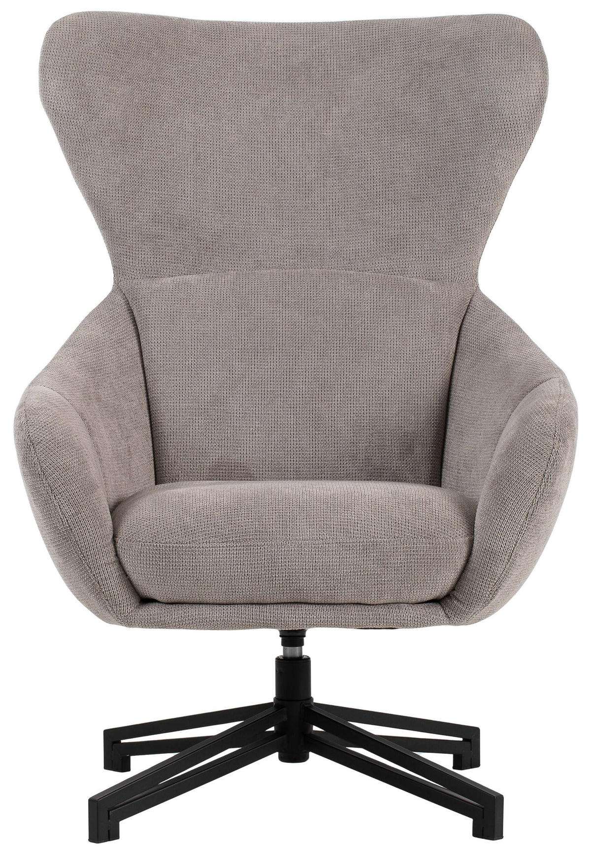 OHRENSESSEL Marconia light grey drehbar - Hellgrau/Schwarz, Textil/Metall (75/109/80cm) - Mr. Deko