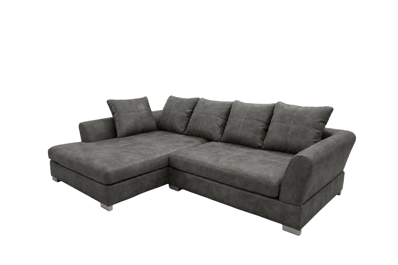 ECKSOFA L-Form, Möbelbezugsstoff Gobi, Dunkelgrau, Links, ANNA - Dunkelgrau, Holz (290/182cm) - Kaiser Möbel