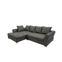 ROHOVÁ SEDAČKA ve tvaru L, potahová tkanina Gobi, Tmavě šedá, Levá strana, ANNA - tmavě šedá, dřevo (290/182cm) - Kaiser Möbel