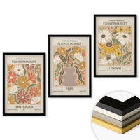 WANDBILDER 3er-Set - 40x60 cm Schwarzer Rahmen - Blumenmuster Amsterdam Paris London - Schwarz, Kunststoff (40/60cm) - ArtPrintCave