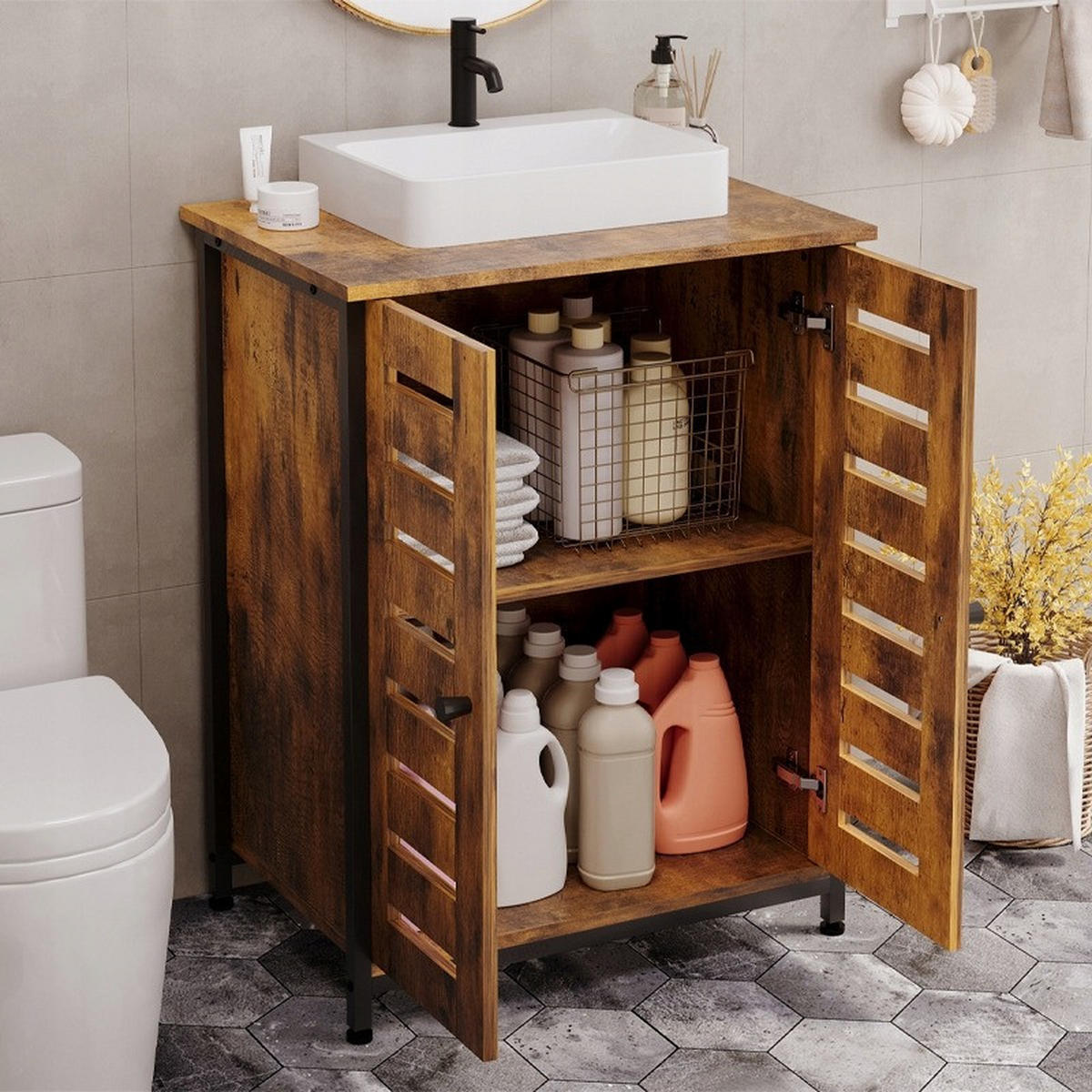 WASCHTISCH – braun, 45/62/79,5 cm - Braun, Holzwerkstoff (62/79/45cm)
