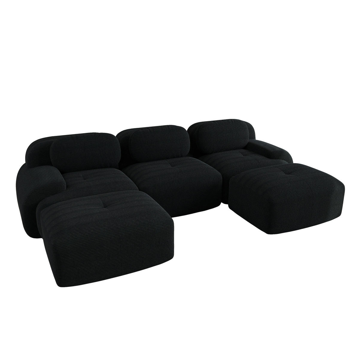 ECKSOFA 298/178/70 cm schwarz aus Cordstoff modular, rahmenlos und montagefrei - Schwarz, Textil (178/298cm) - OKWISH
