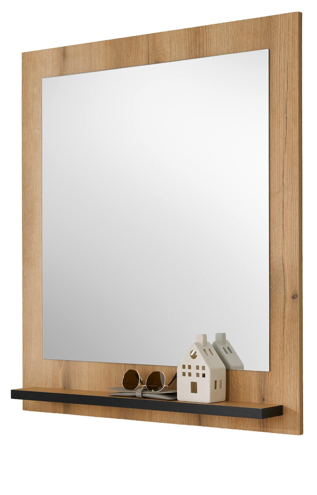 WANDSPIEGEL Evoke Eiche 79 x 89 cm, Garderobenspiegel mit Ablage - Eichefarben, Glas/Holzwerkstoff (79/89/10cm) - Furn.Design