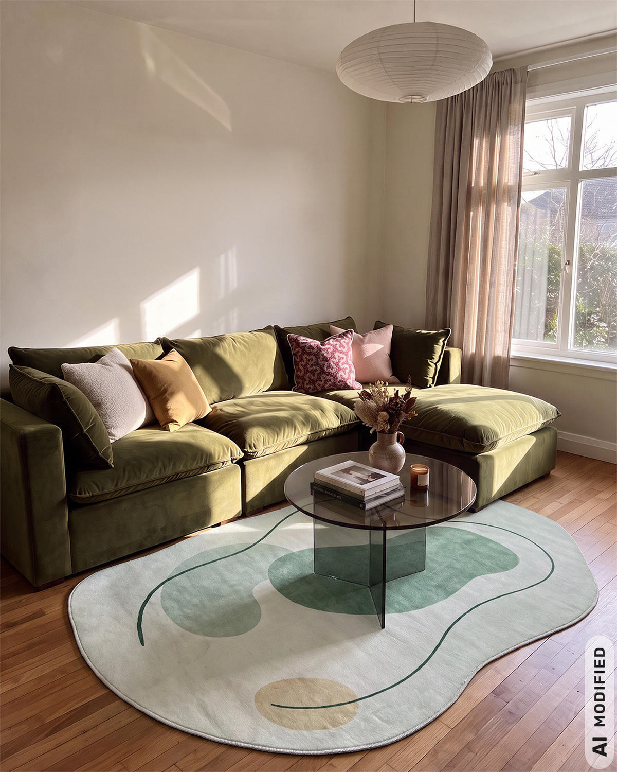 TEPPICH Bova Certo Mazovia Unregelmäßige Form 120x160cm Weiß Grün Abstrakt Kurzflor - Weiß, Textil (120/160cm) - Mazovia