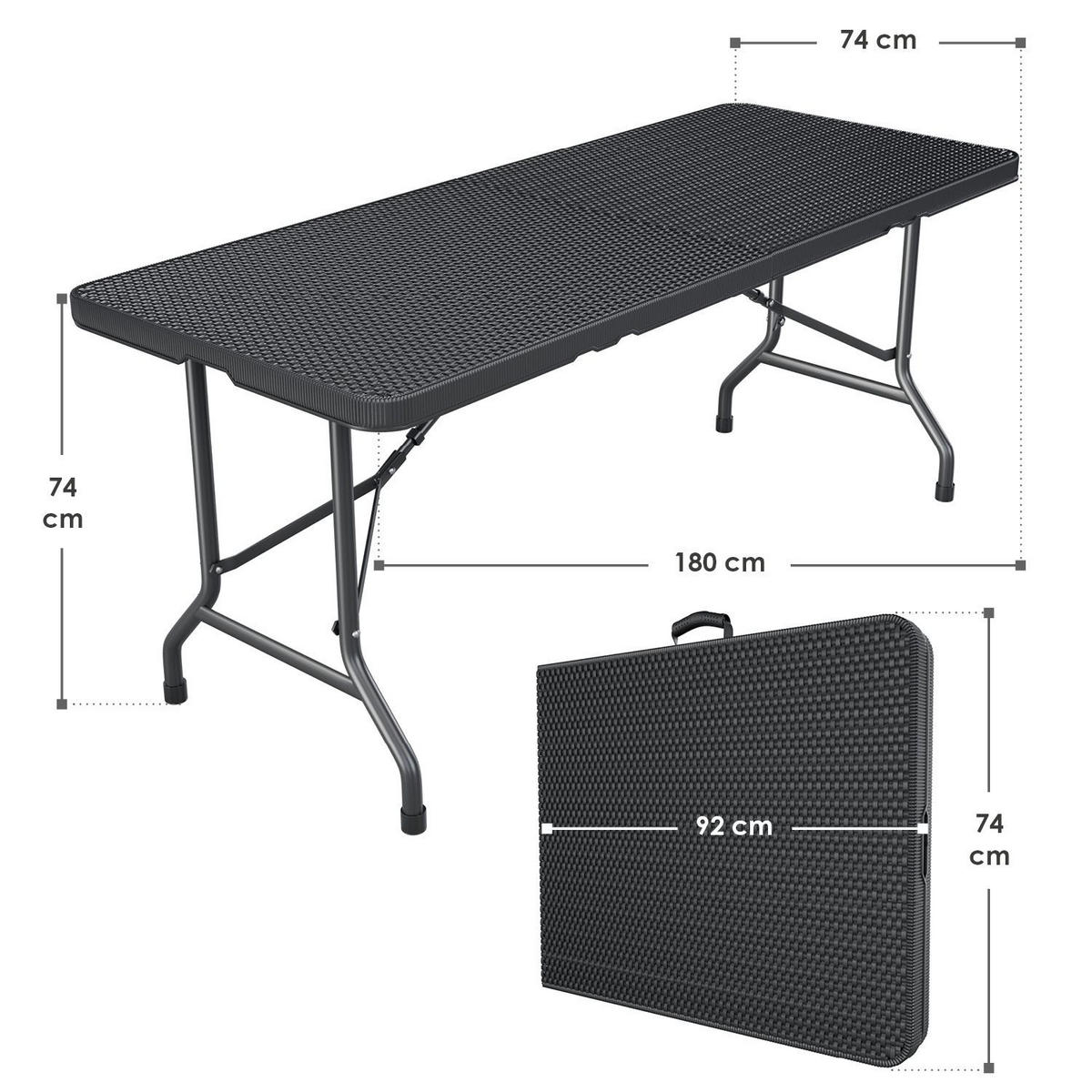 GARTENTISCH Easyfold klappbar schwarz - Schwarz, Kunststoff (180/74/74cm) - Juskys