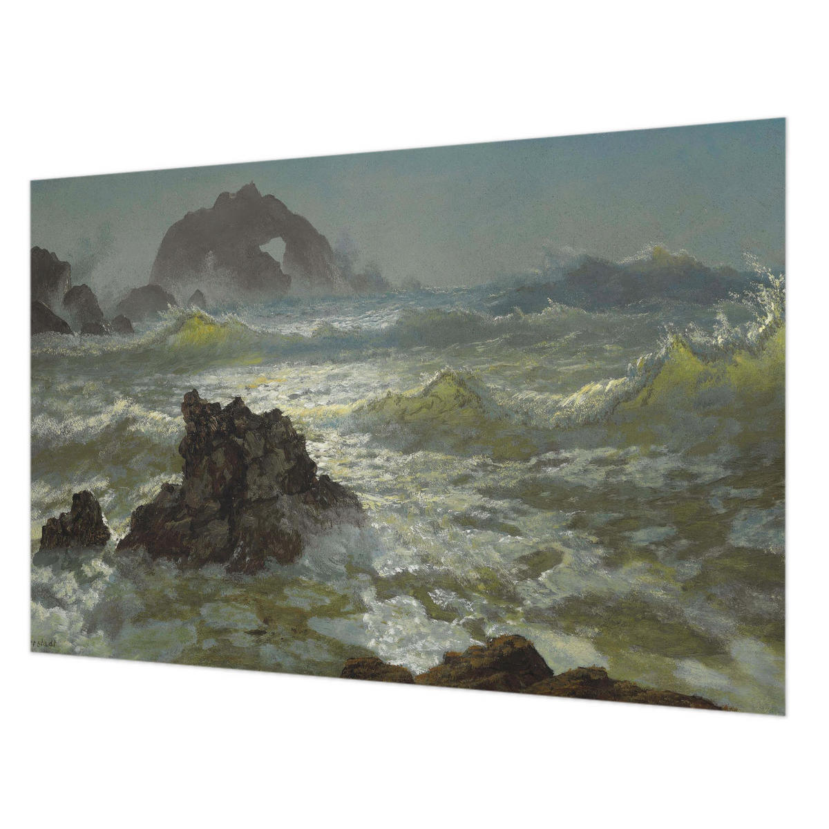 FOTOTAPETE 104x70 cm - Stürmische See - Grau, Textil (104/70cm) - Wallfluent