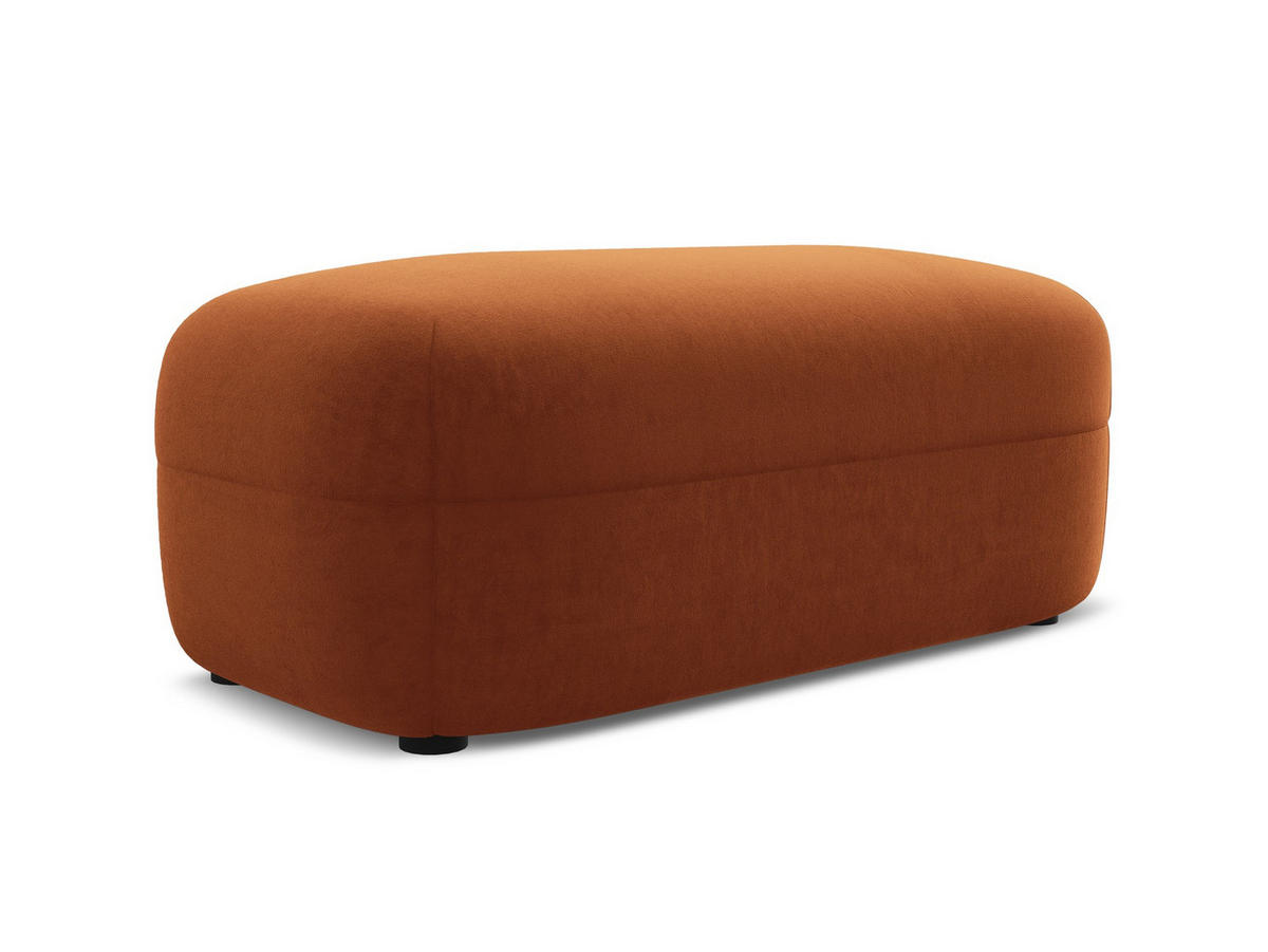 POUF Samt Stoff Orange - Terra cotta/Schwarz, Kunststoff/Textil (92/40/48cm) - Makamii