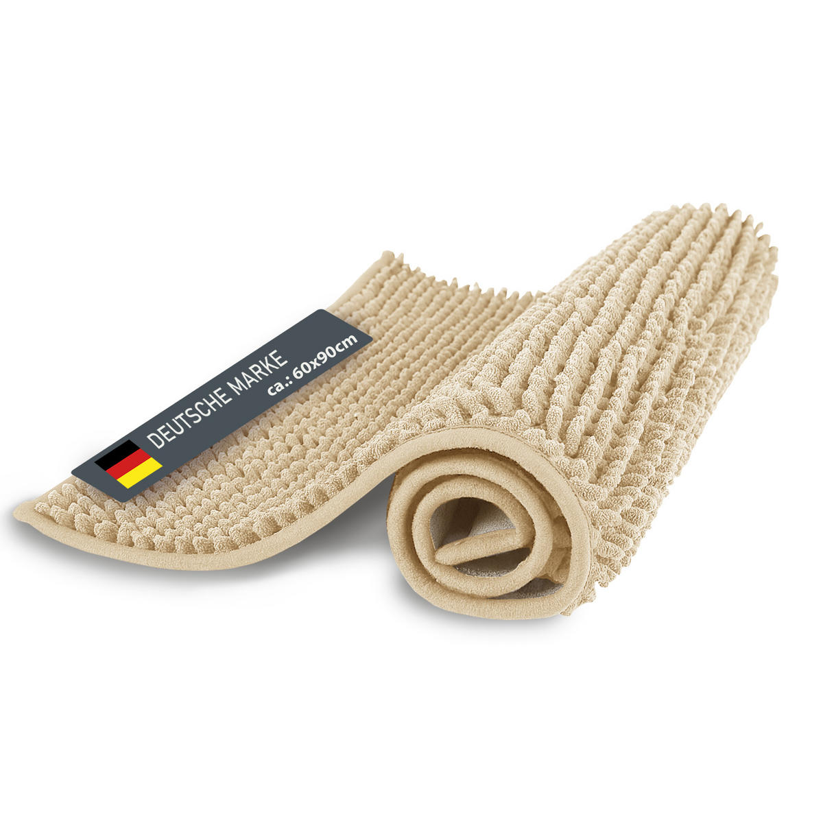 BADEMATTE Chenille 60x90cm Sand - Beige, Textil (90/60cm) - Bestlivings