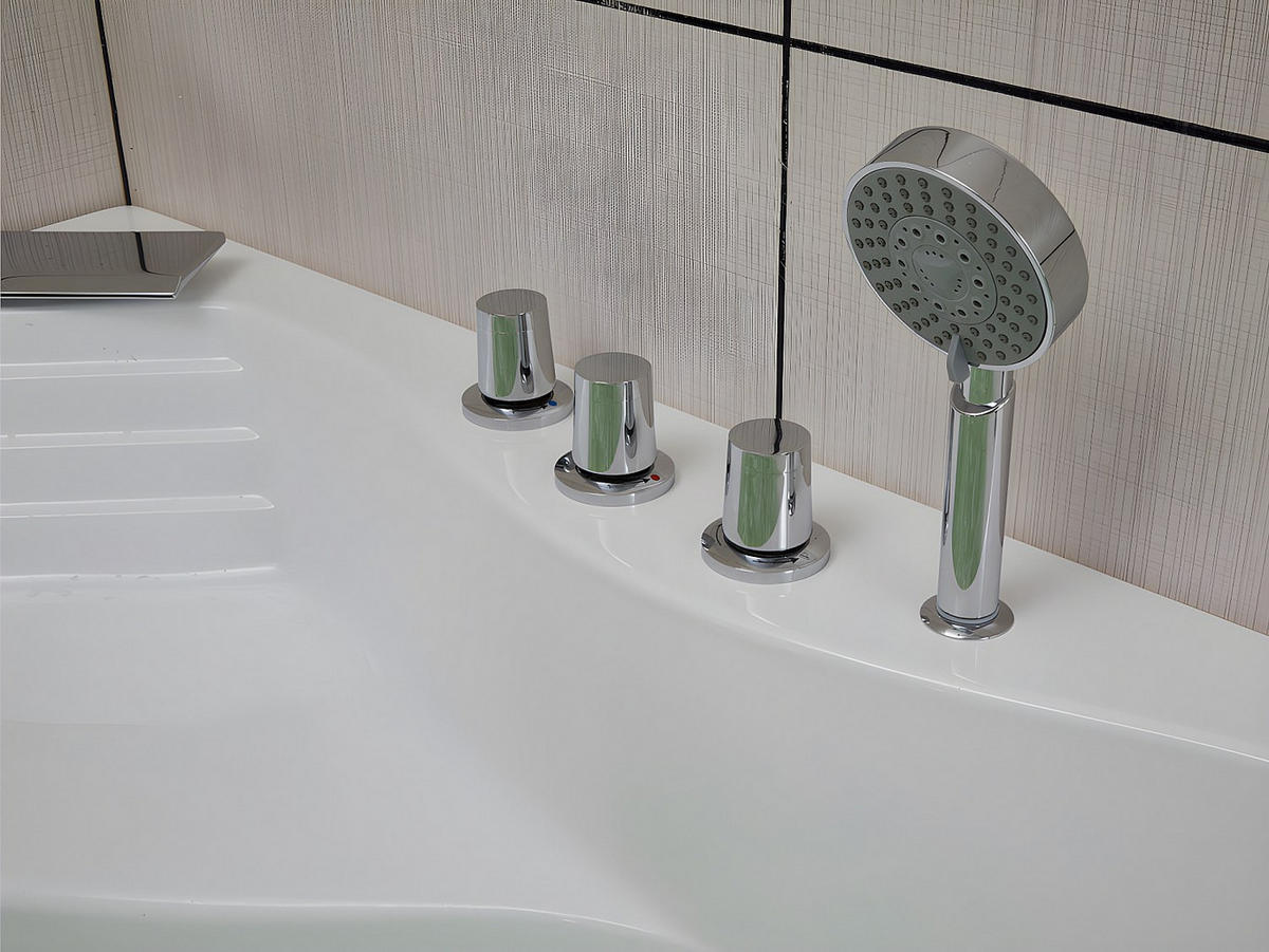 WHIRLPOOLBADEWANNE - 2 Personen - acryl - weiß Aglena - Weiß, Kunststoff (150/60/150cm) - Vente-Unique