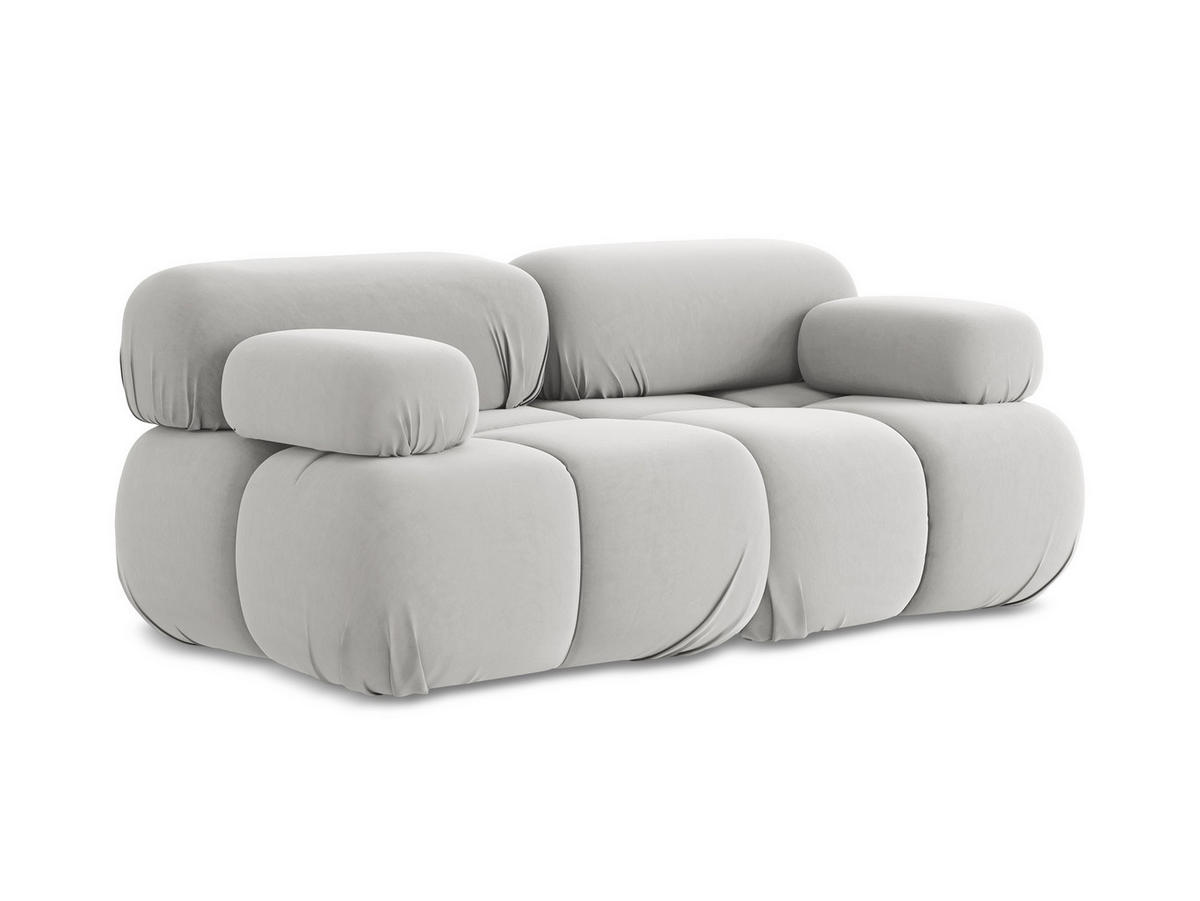 2-SITZER-SOFA Samt Stoff Grau - Silberfarben/Schwarz, Kunststoff/Textil (190/70/96cm) - Makamii
