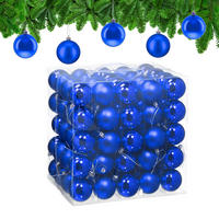 100XWEIHNACHTSKUGELN - Blau, Kunststoff (6/7/6cm) - Relaxdays