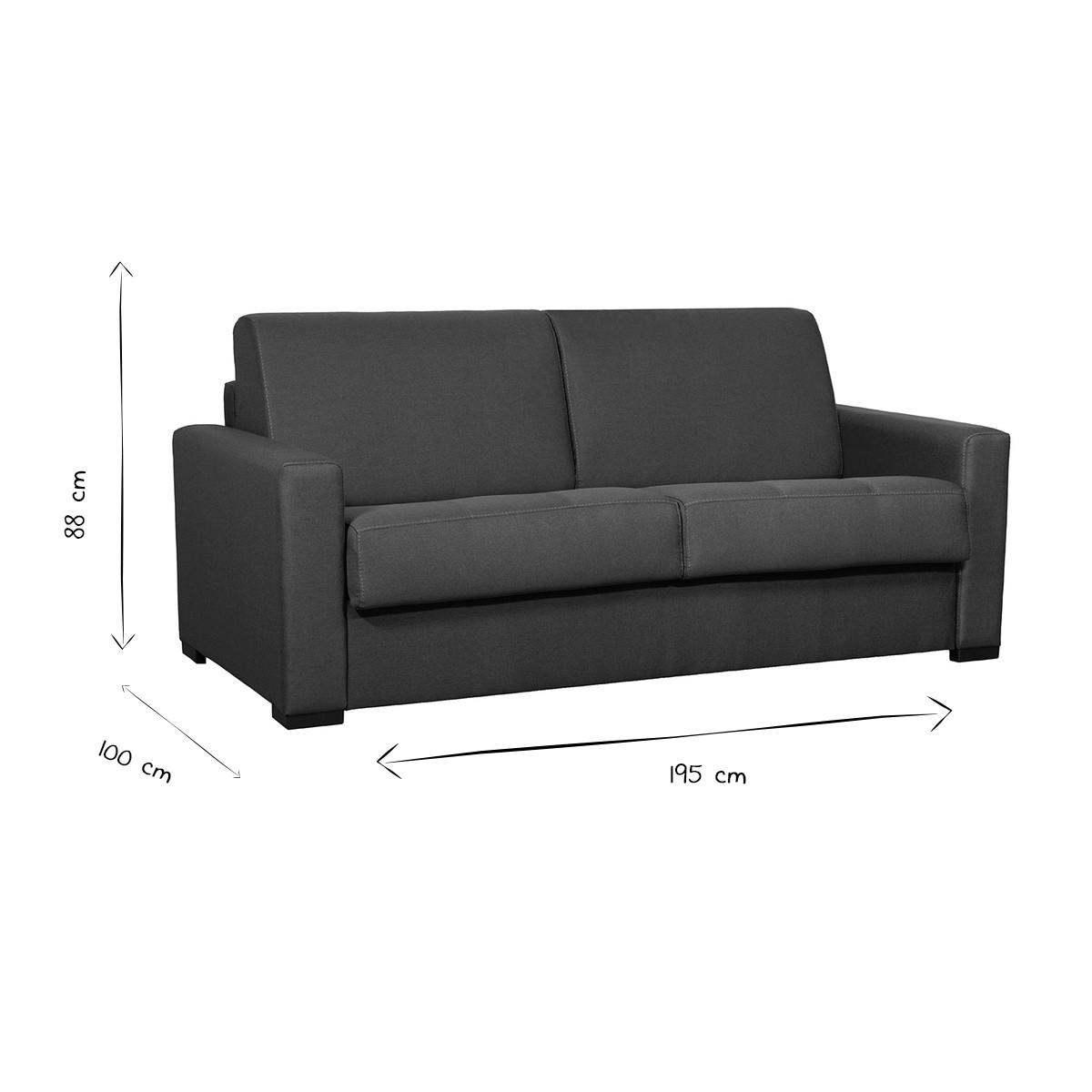 SCHLAFSOFA Skandinavisch Matratze 18 cm Entenblau 3-Sitzer GRAHAM - Blau, Textil (100/188/195cm) - Miliboo