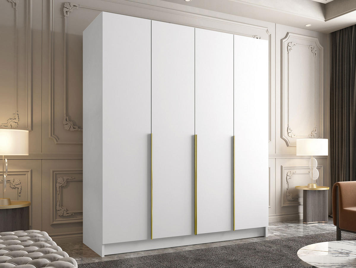 KLEIDERSCHRANK Santi I - Goldfarben/Multicolor, Holzwerkstoff/Metall (200/215/58cm) - MIRJAN24