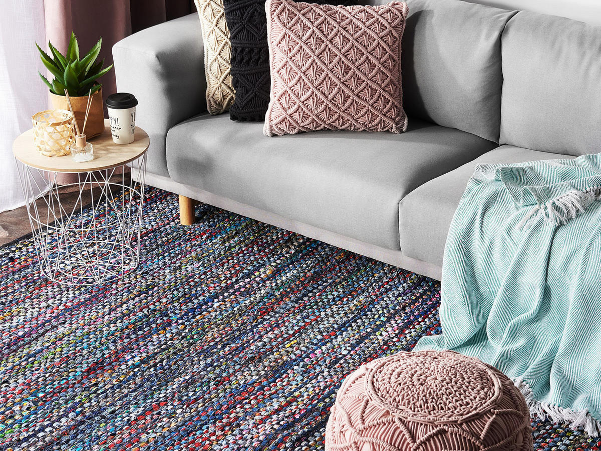 TEPPICH geflochten Alanya 200/140 cm - Multicolor, Textil (140/200cm) - Beliani