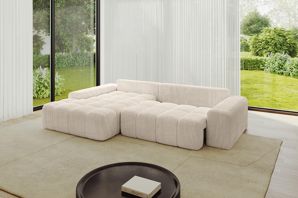 ECKSOFA Ottomane Links ENSI-L - 267x164x88 cm Beige - Beige, Holzwerkstoff/Kunststoff (267/164cm) - ALTDECOR