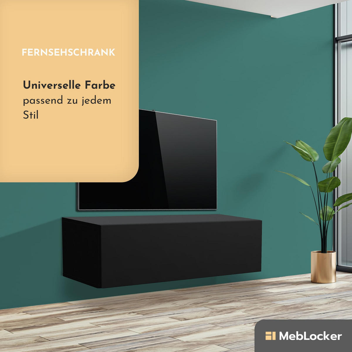 TV Schrank Schwarz 100,2 x 36,5 x 30 cm - Schwarz, Holzwerkstoff (100.2/36.5/30cm) - MebLocker