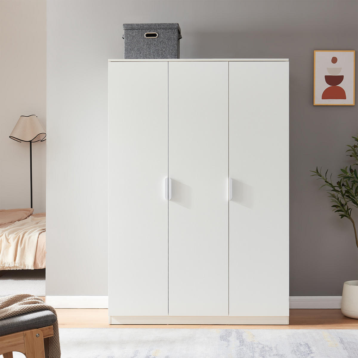 KLEIDERSCHRANK Eiselfing - Weiß, Holzwerkstoff (120/176/52cm) - [en.casa]