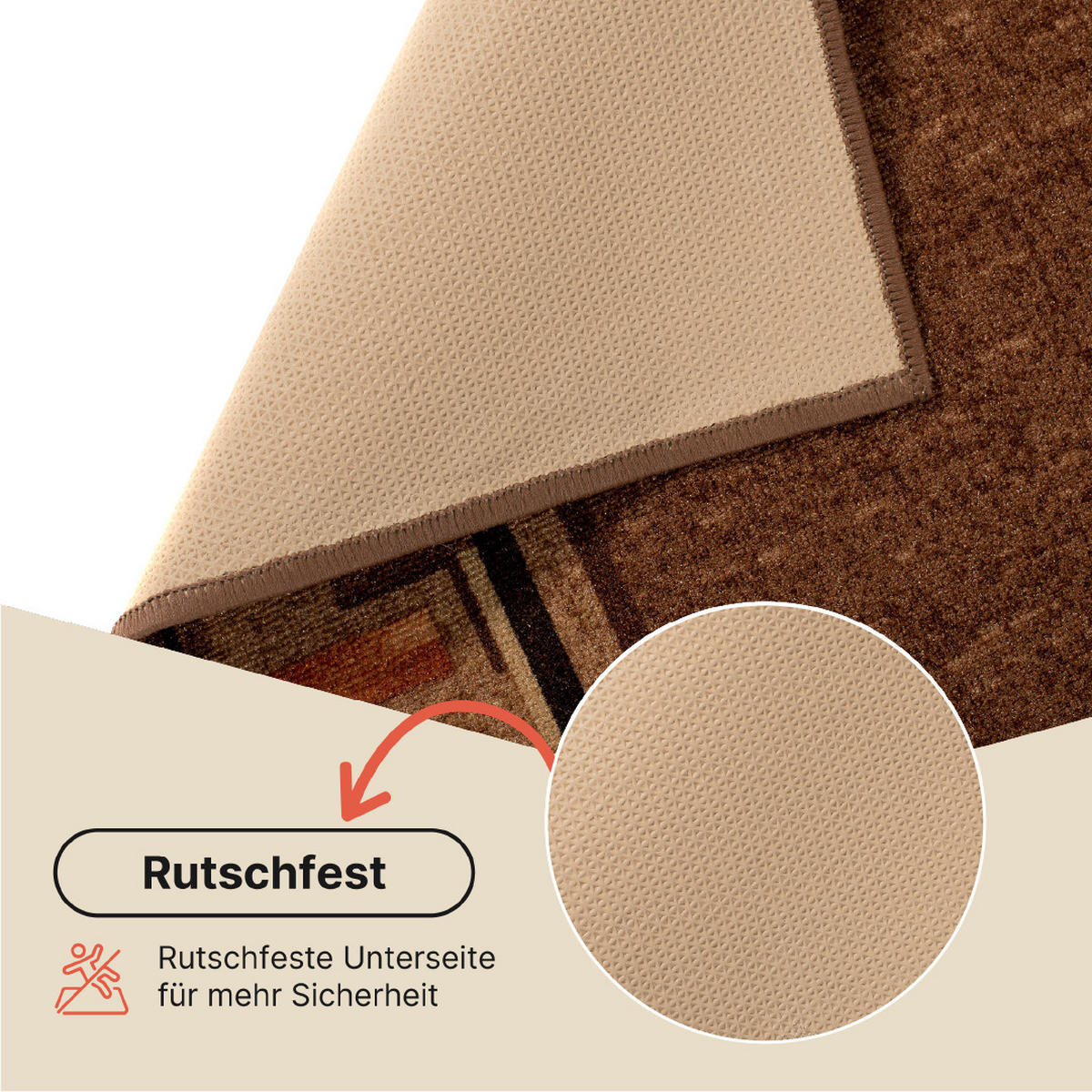 TEPPICHLÄUFER Anti-Rutsch Braun rutschfest Gummiunterlage 100/1500 cm - Braun, Textil (100/1500cm) - Tapiso