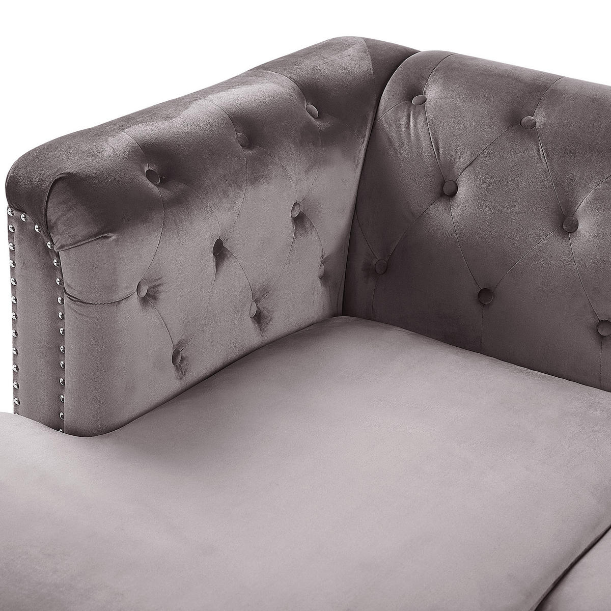 ECKSOFA Samtstoff Grau linksseitig Flen - Grau, Textil (212/145cm) - Beliani